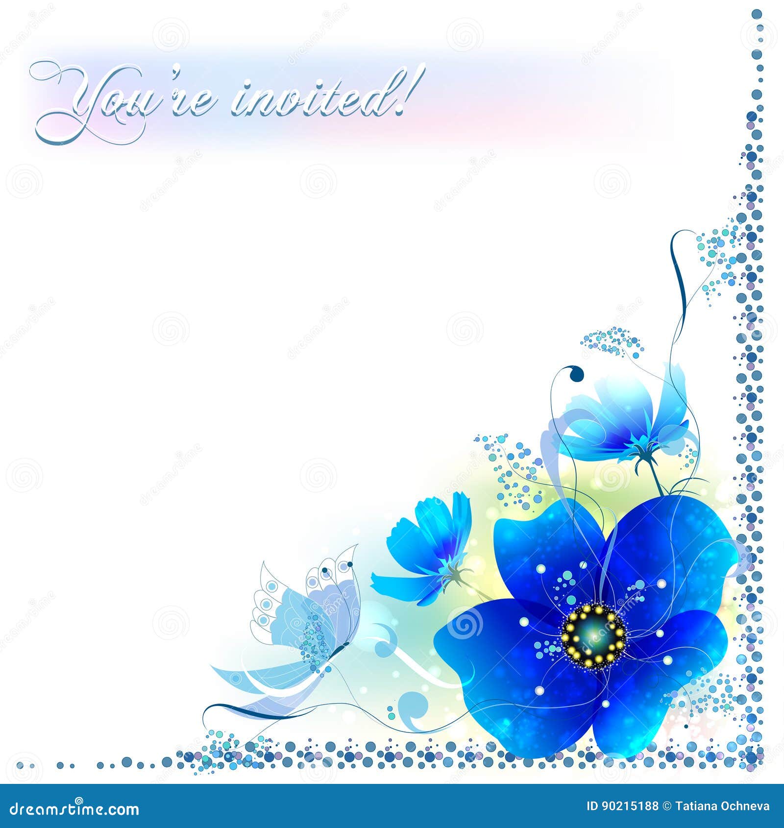 Flores Azules Delicadas En Un Marco Stock de ilustración - Ilustración de  vacaciones, elemento: 90215188