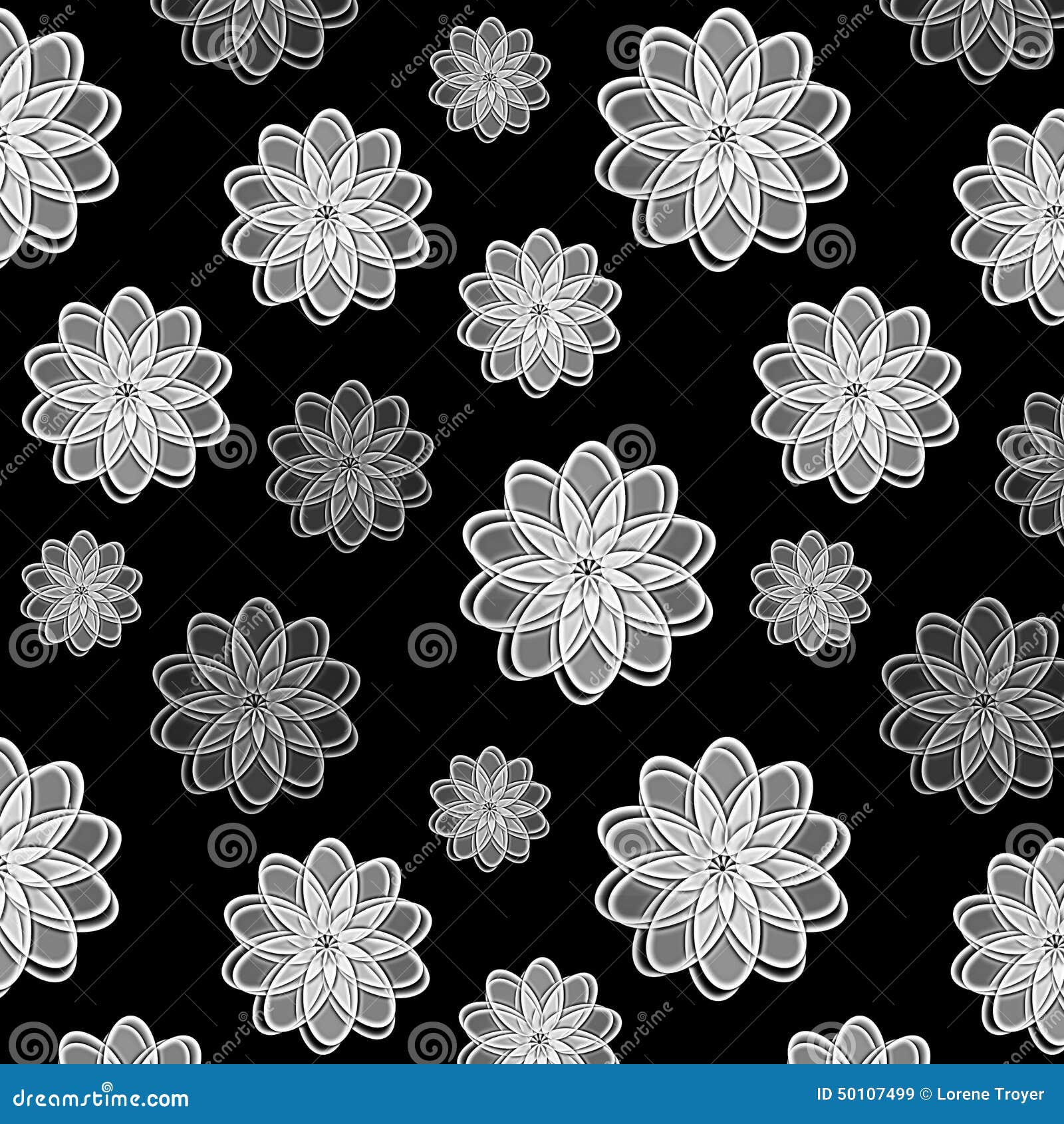 Flores Blancas En Fondo Negro Stock de ilustración - Ilustración de  digital, fondo: 50107499