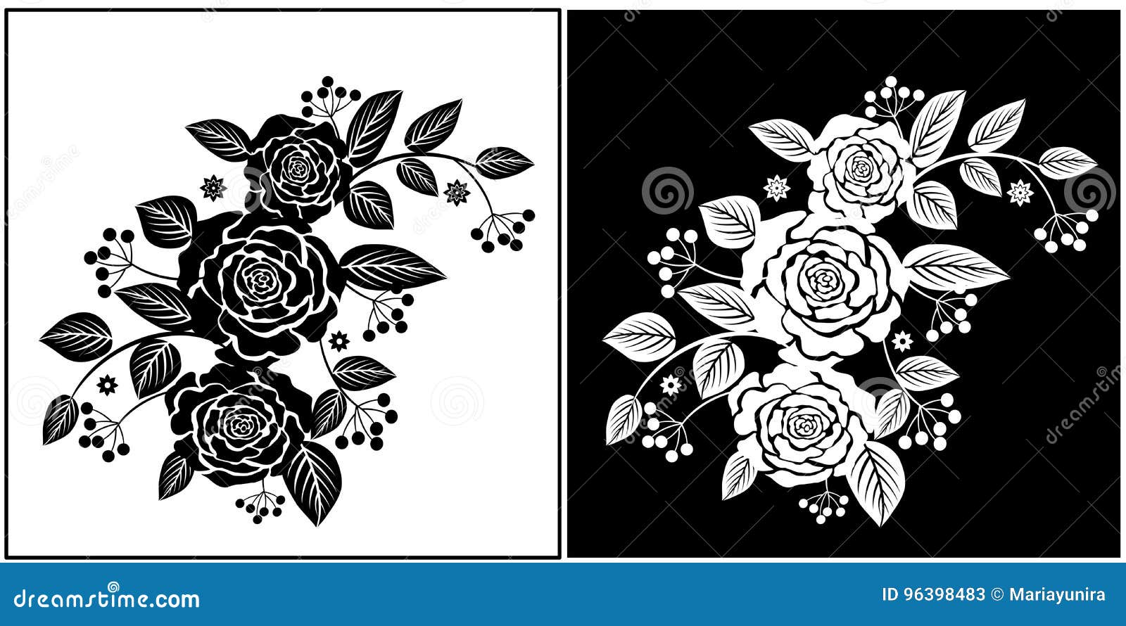 Flores blancas negras stock de ilustración. Ilustración de rosa - 96398483