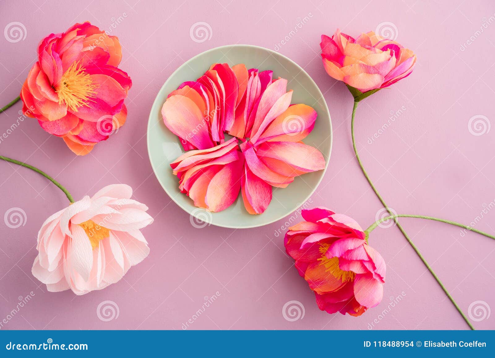 Flores Da Peônia Do Papel Crepom Foto de Stock - Imagem de passatempo,  folhas: 118488954