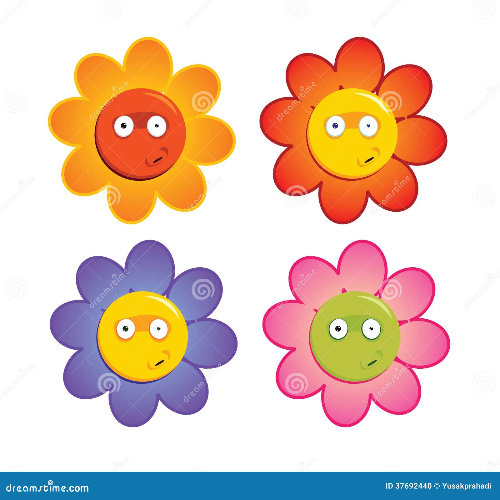 Flores divertidas ilustración del vector. Ilustración de belleza - 37692440