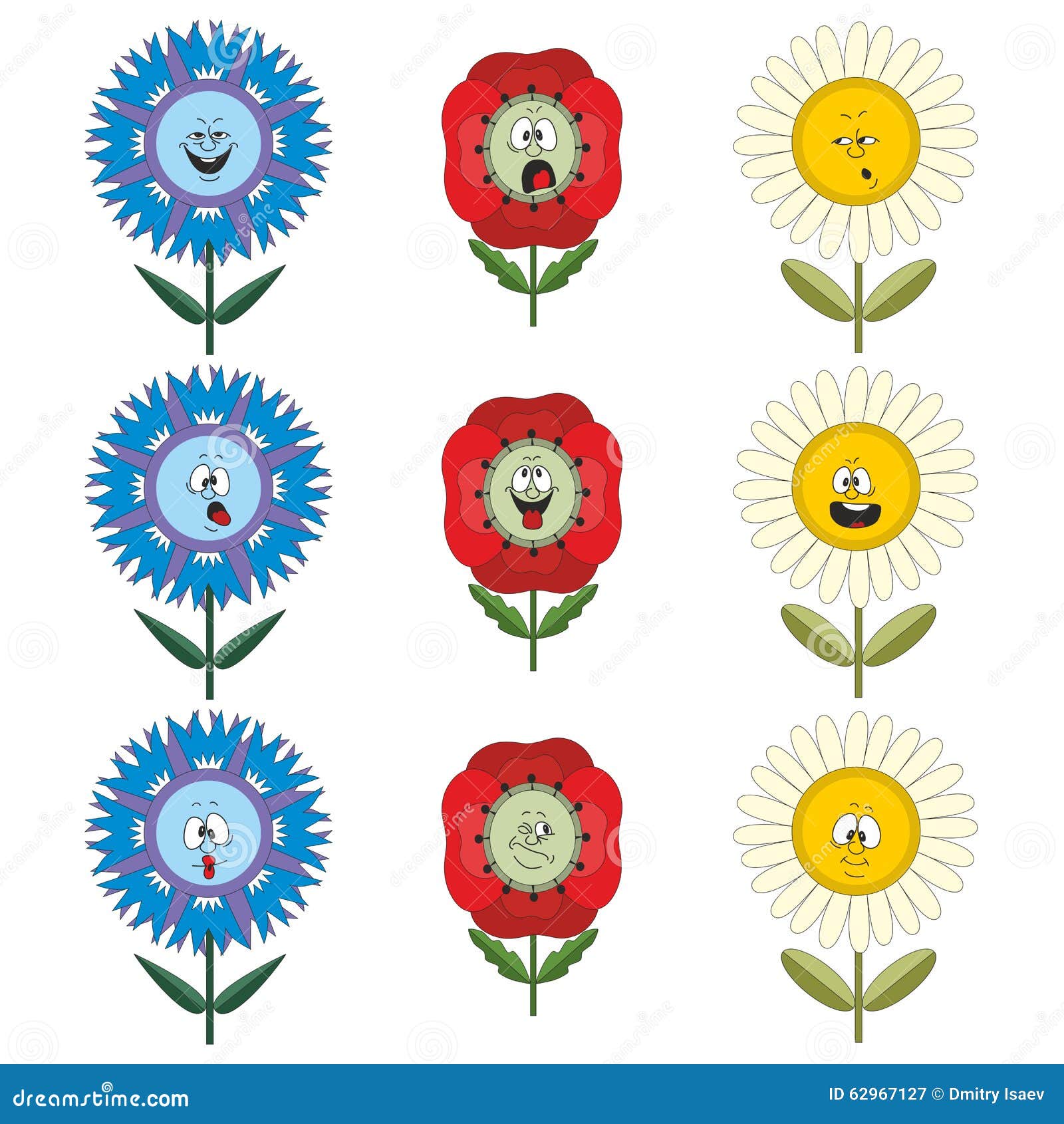 Flores Divertidas Con Diversas Emociones 019 Ilustración del Vector -  Ilustración de rojo, planta: 62967127