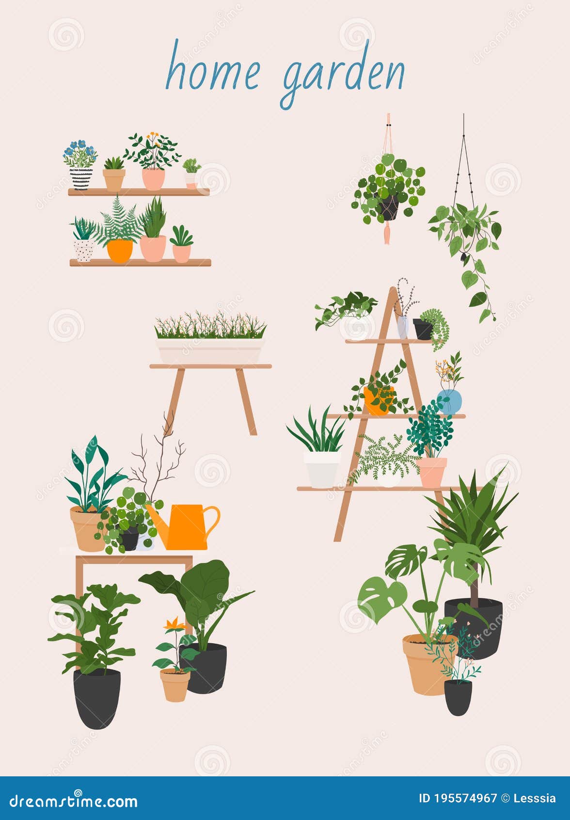 Flores E Plantas Do Jardim Em Casa E No Exterior. Vetor De Conjunto De  Plantas Em Vaso. Home Office Moderno Estilo Doméstico Ilustração do Vetor -  Ilustração de feliz, desenho: 195574967