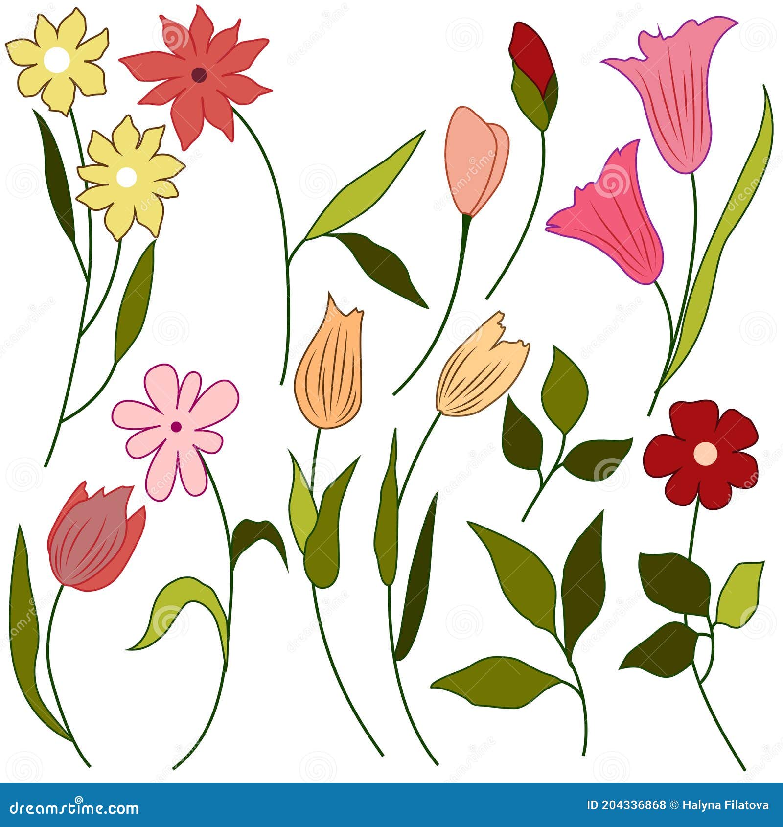 2285 Flores Fijaron Las Flores Sencillas Simples Dibujadas En El Simple  Ejemplo Del Vector De Estilo Para El Diseño De Postales Ilustración del  Vector - Ilustración de negocios, manera: 204336868