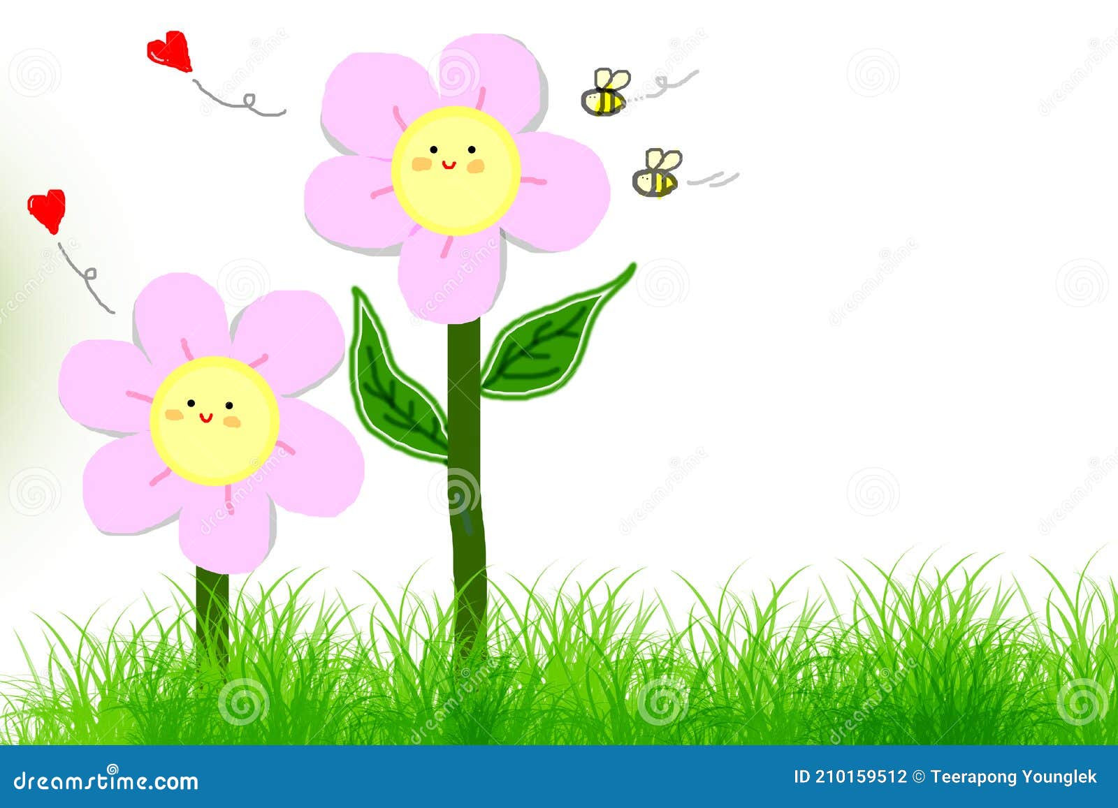Flores Florescendo Em Um Bom Dia Vetor De Desenho Animado Em Fundo Branco  Ilustração Stock - Ilustração de isolado, casamento: 210159512