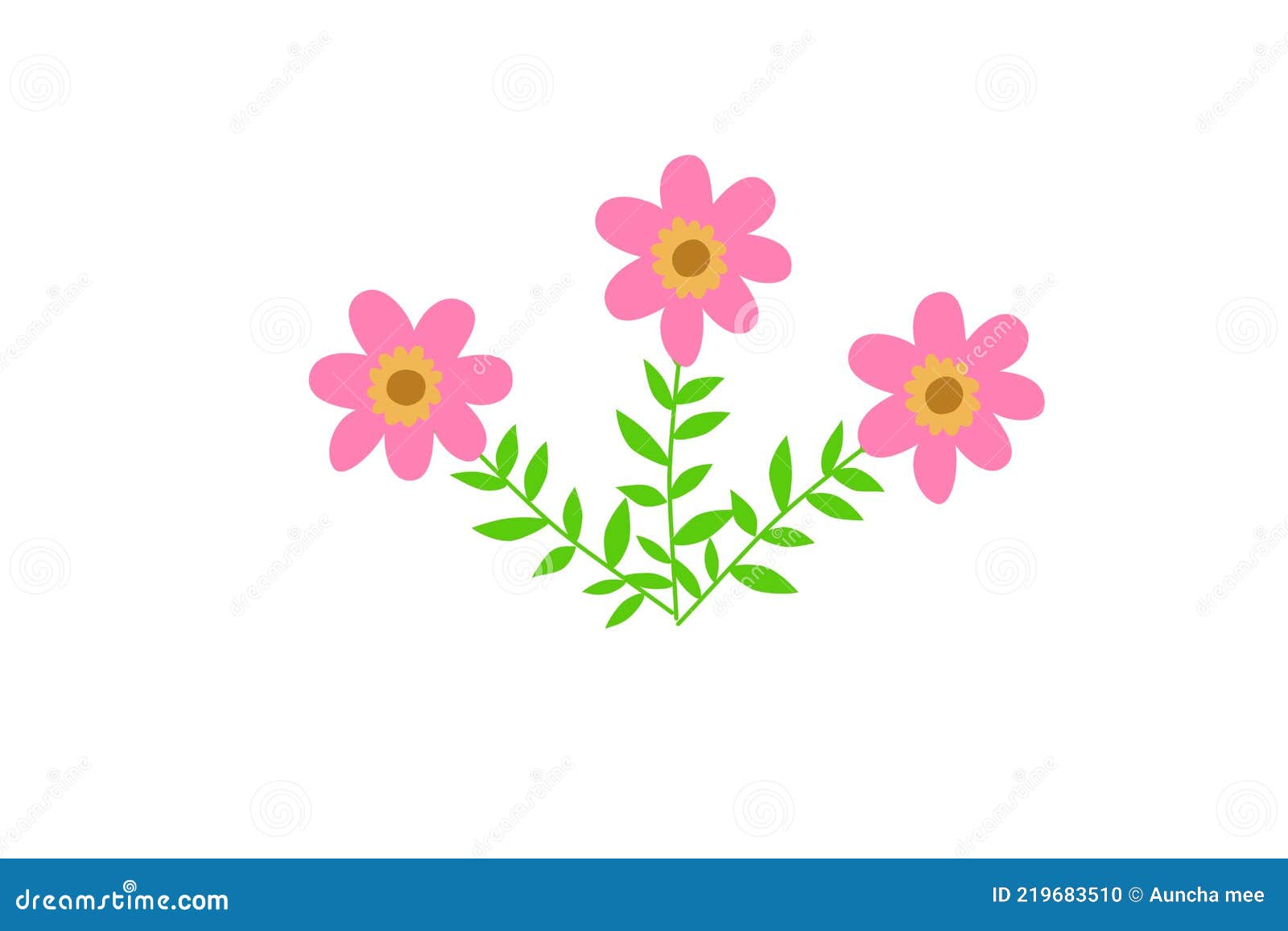 Flores Pequeñas Aisladas Sobre Fondo Blanco . Stock de ilustración -  Ilustración de lindo, modelo: 219683510