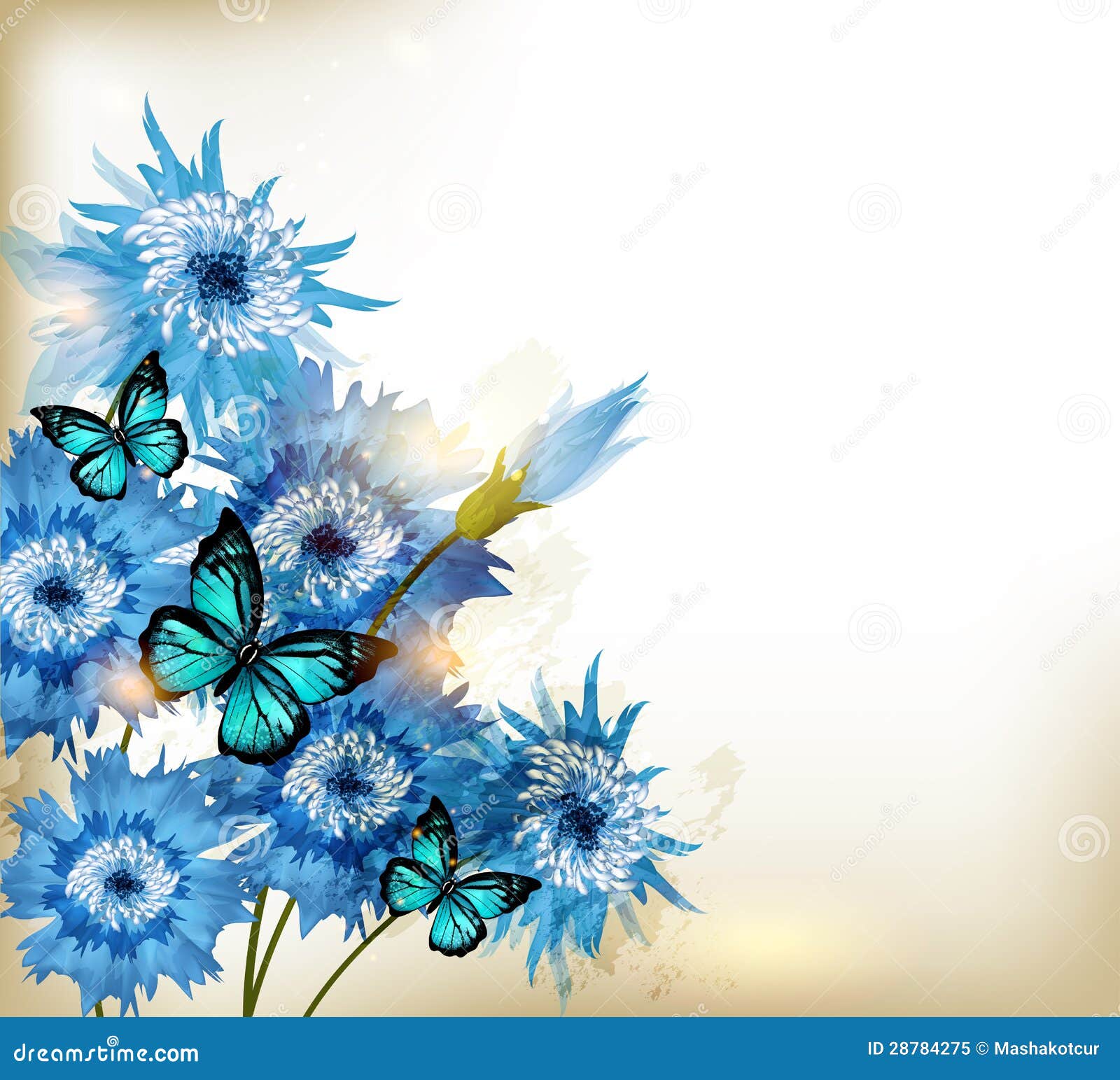 Flores Realistas Azules Lindas Ilustración del Vector - Ilustración de  belleza, arte: 28784275