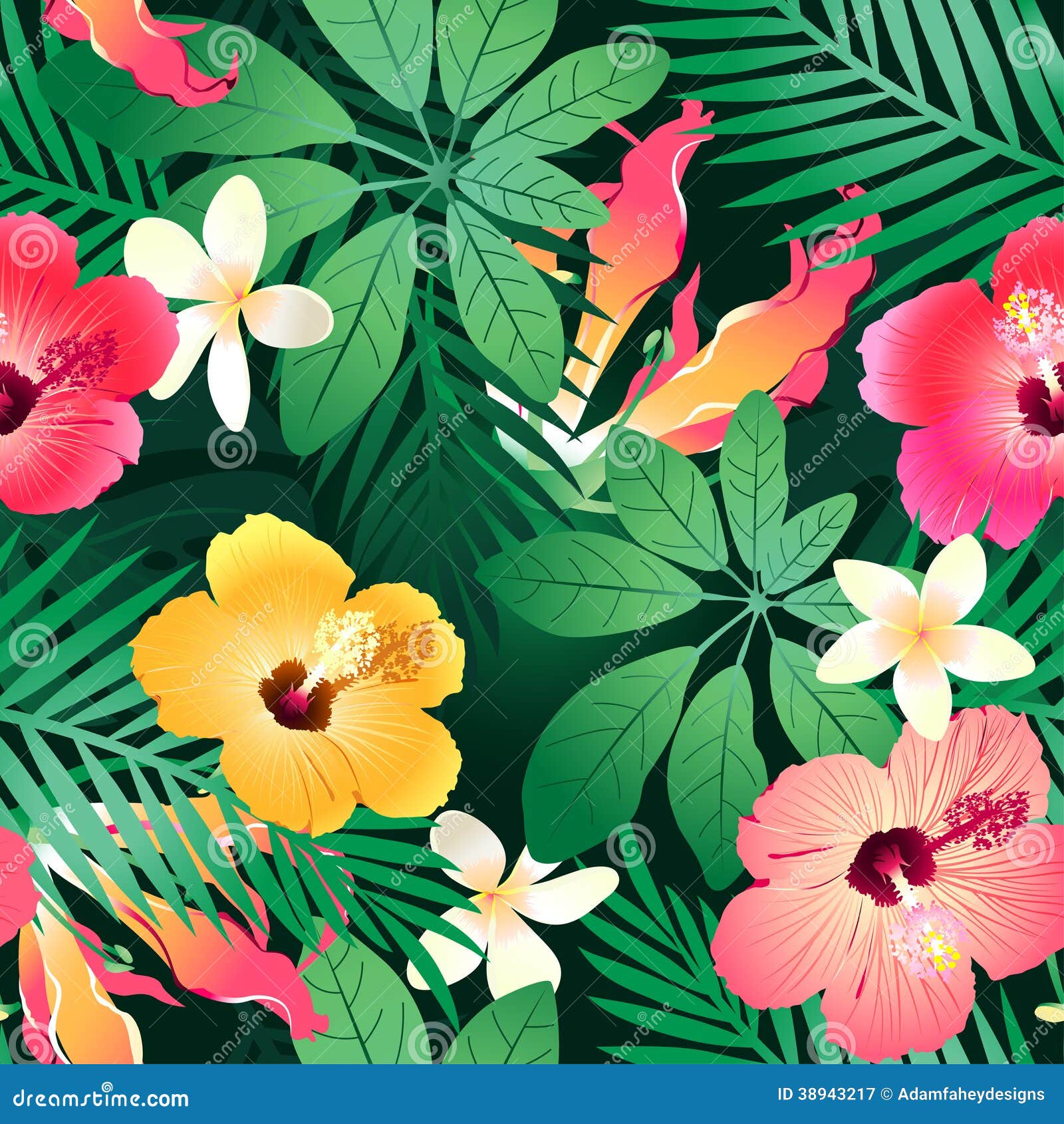 Flores tropicales enormes. ilustración del vector. Ilustración de colorido - 38943217 Flores tropicales enormes. ilustración del vector. Ilustración de colorido - 38943217