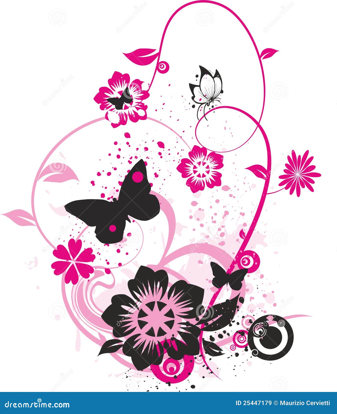 Flores y mariposas ilustración del vector. Ilustración de flor - 25447179