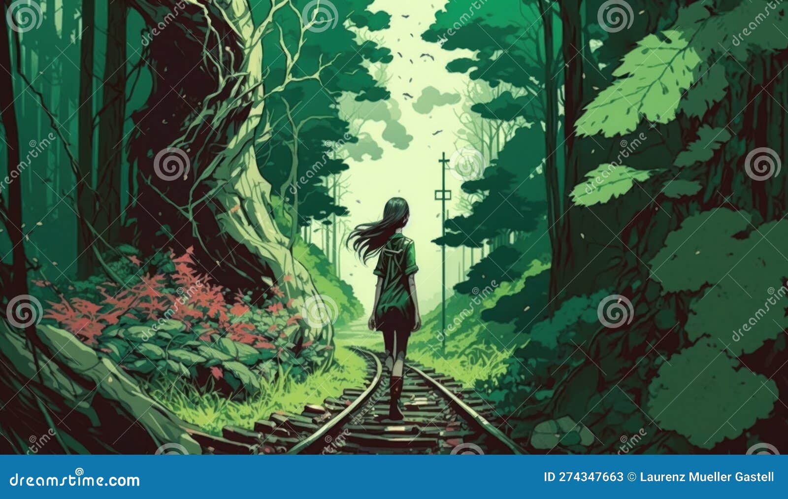 Floresta De Fantasia Anime Amoledada Gerativa Ai Foto de Stock