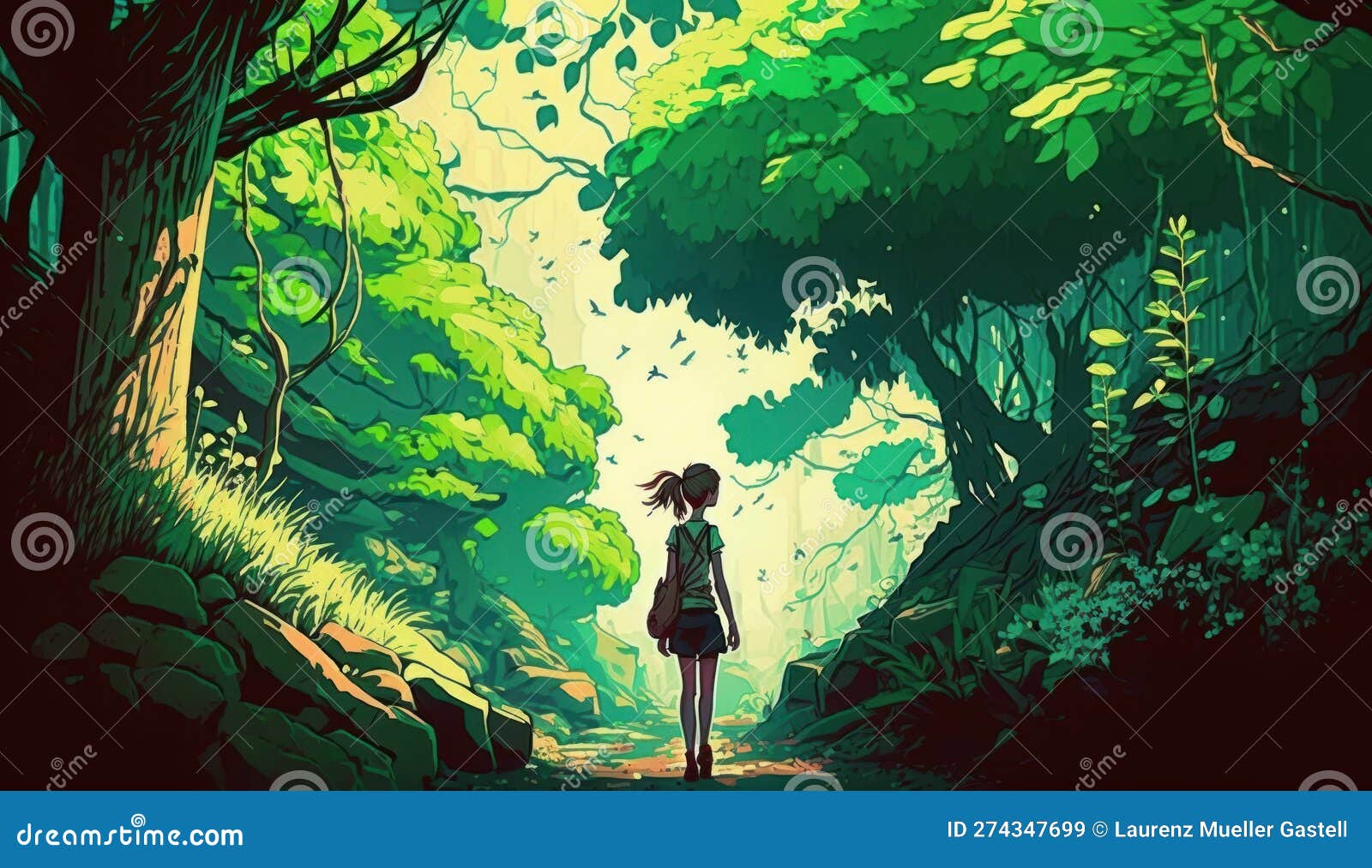 Floresta De Fantasia Anime Amoledada Gerativa Ai Imagem de Stock