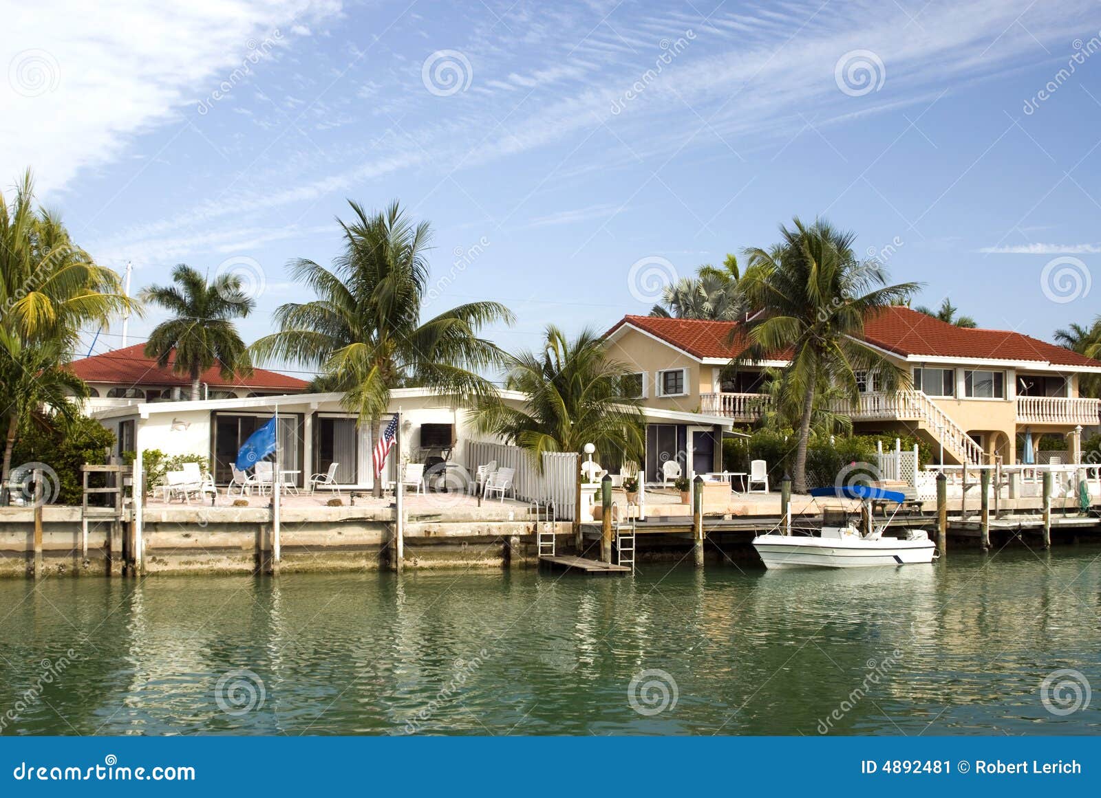 Florida keys canal scene stock image. Image of house, climate 4892481