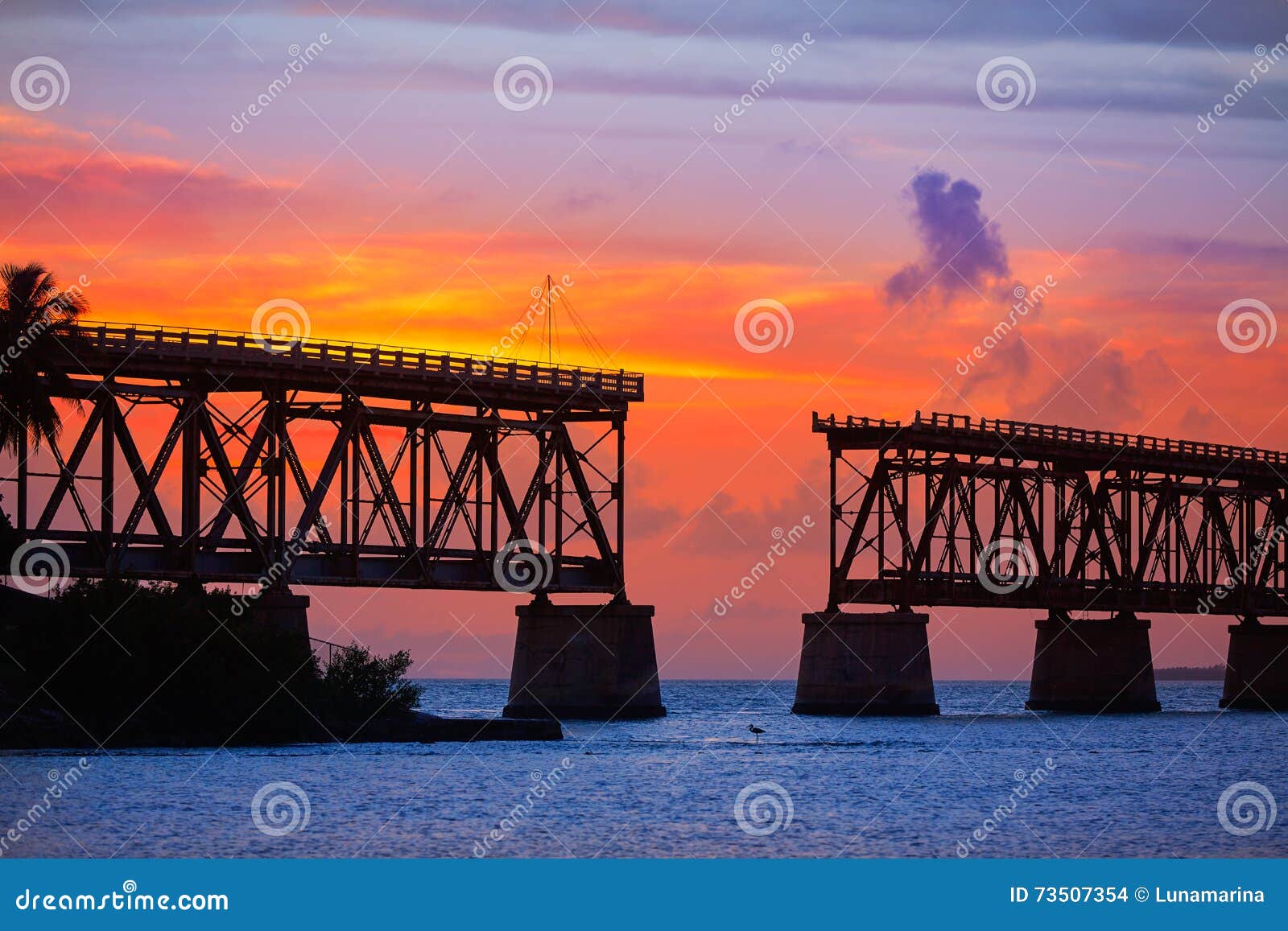 florida keys old bridge sunset at bahia honda