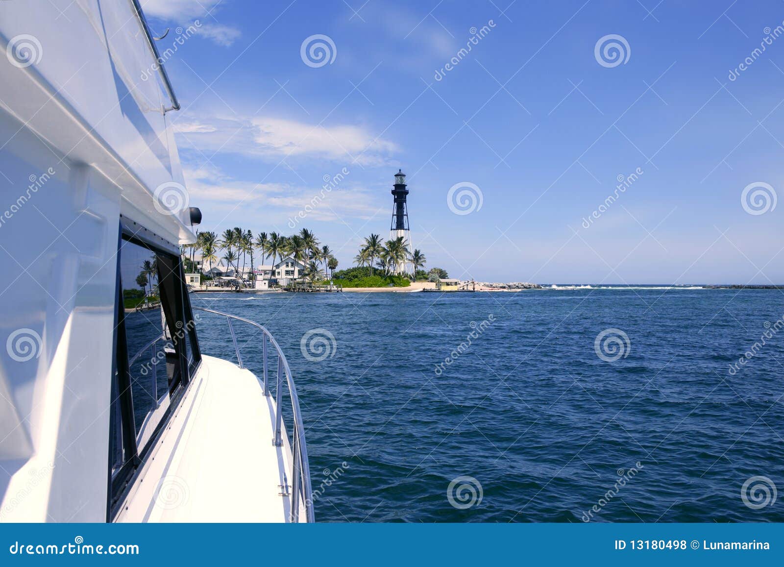Florida Lighthouse Pompano Beach Boats Stock Photo Image of