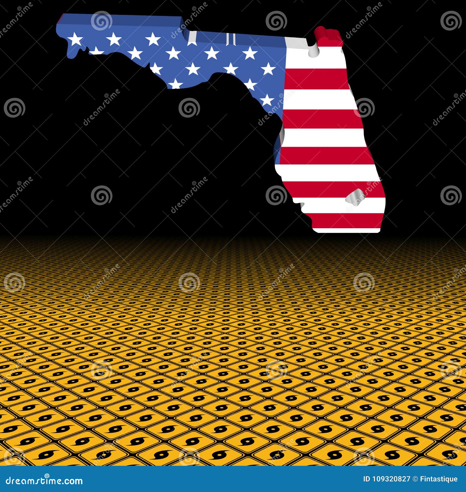Florida Map Flag With Hurricane Warning Sign Foreground Illustration Stock Illustration ...