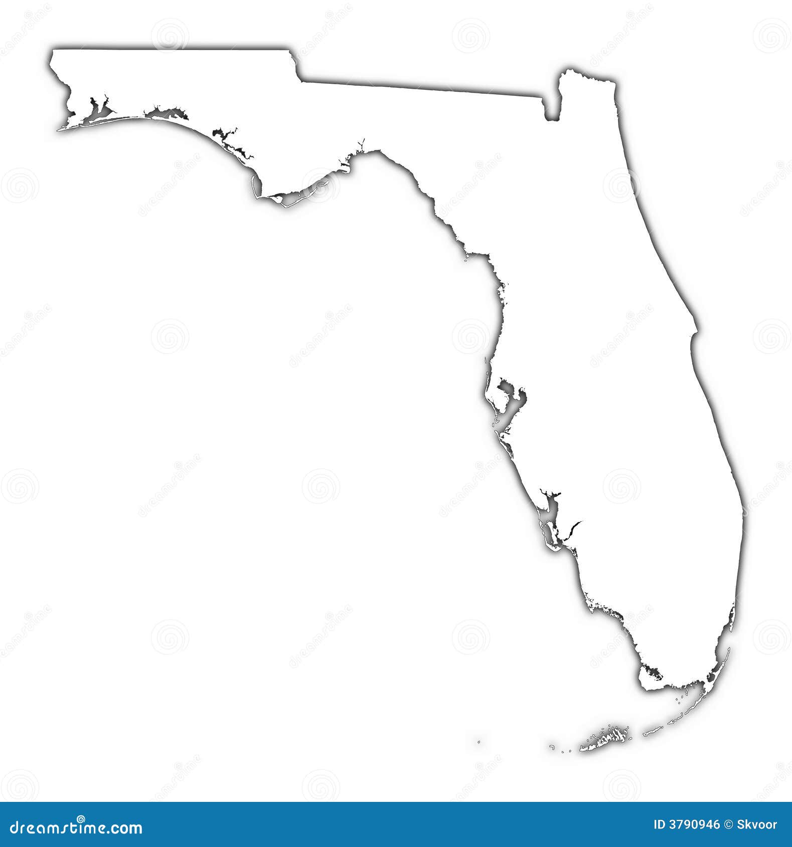 Florida Outline Map With Shadow Stock Illustration - Image: 3790946
