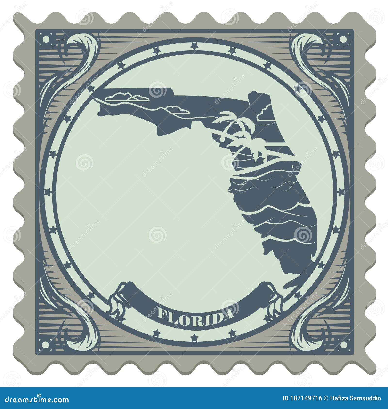 Florida State Postage Stamp. Vector Illustration Decorative Design