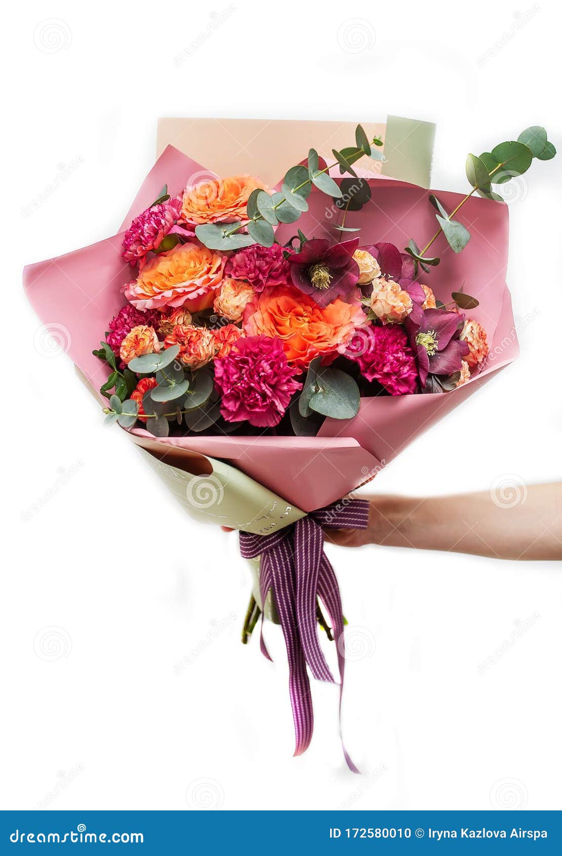 Florist Holding a Colorful Bouquet of Flowers in Her Hand Stock ...