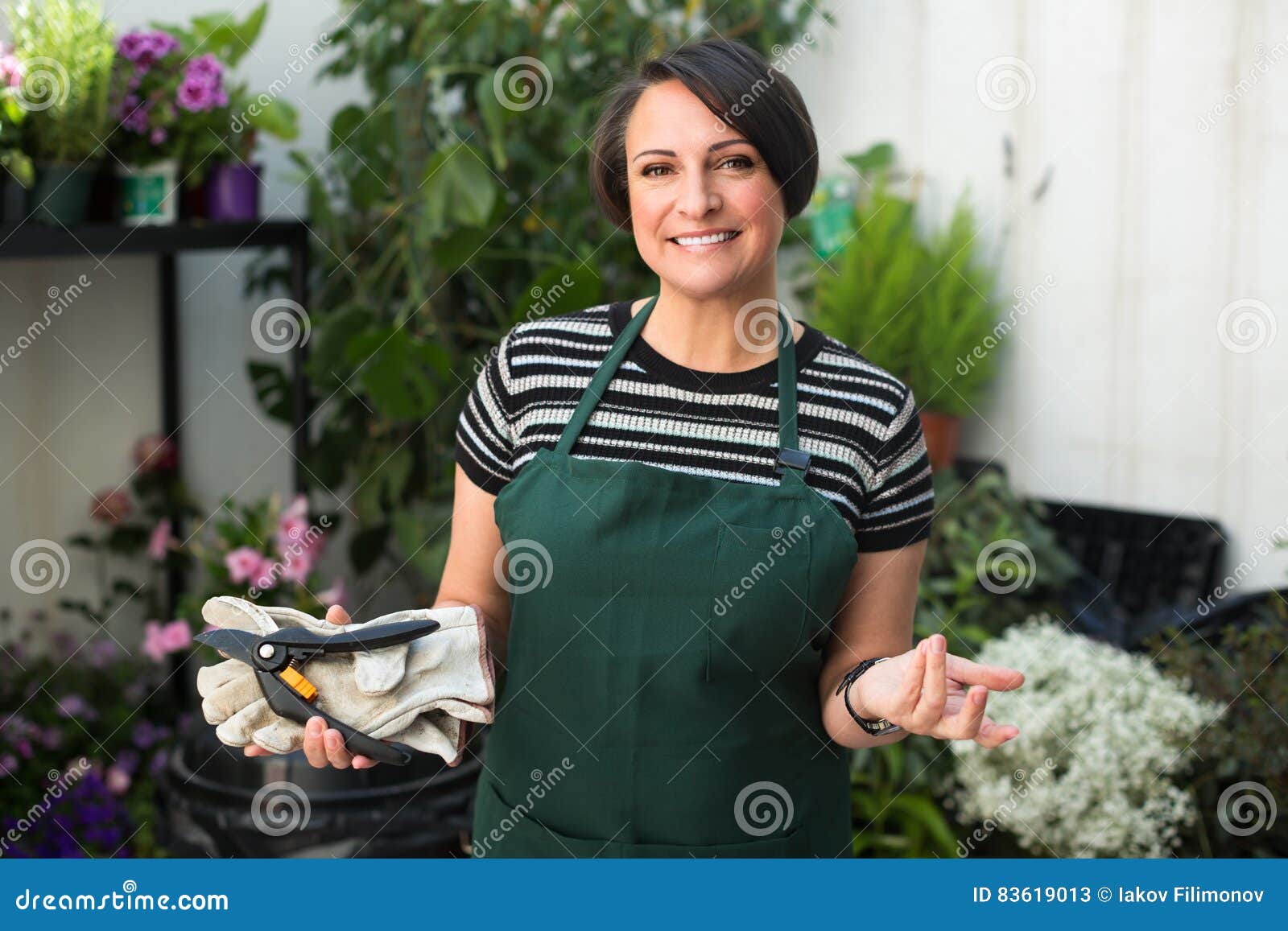 Florist with Tools in the Gardening Store Stock Image - Image of ...