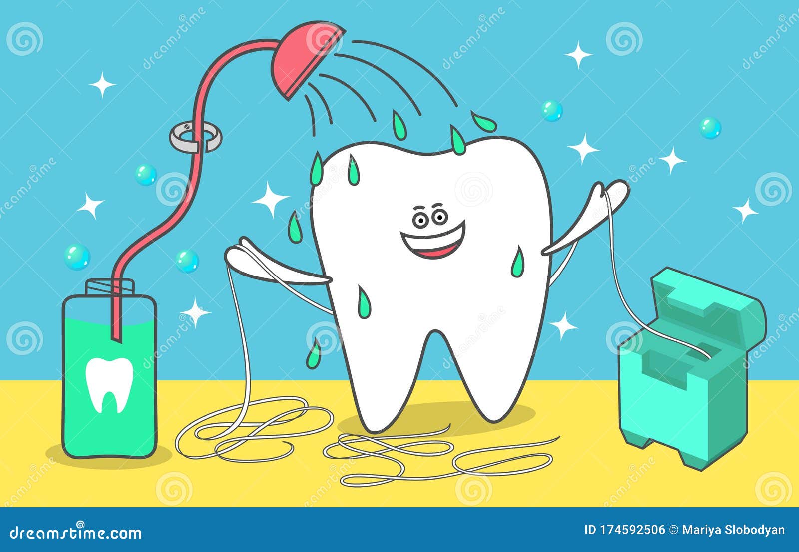 Flossing, Rinsing, Cleaning Teeth. Cartoon Tooth is Taking a Shower Stock Illustration - Illustration of healthy, care: 174592506 Flossing, Rinsing, Cleaning Teeth. Cartoon Tooth is Taking a Shower Stock Illustration - Illustration of healthy, care: 174592506