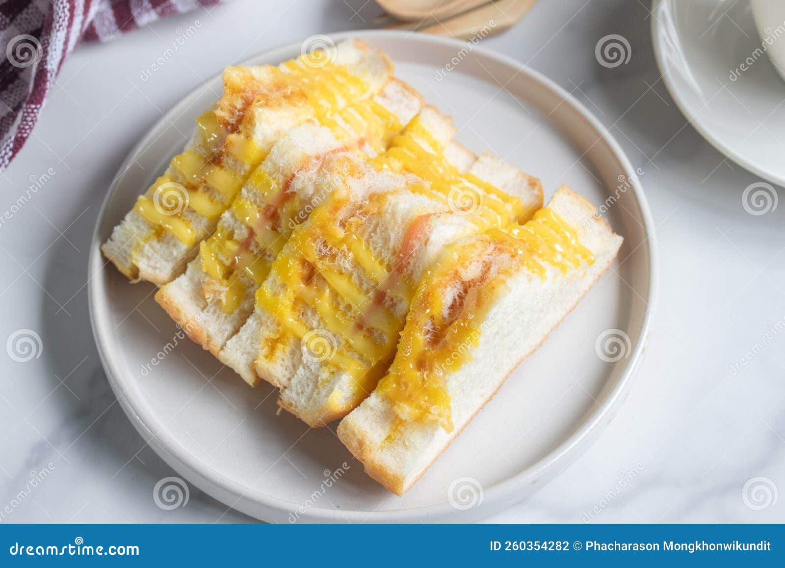 Flossy Pork Sandwich with Salad Dressing Stock Photo Image of