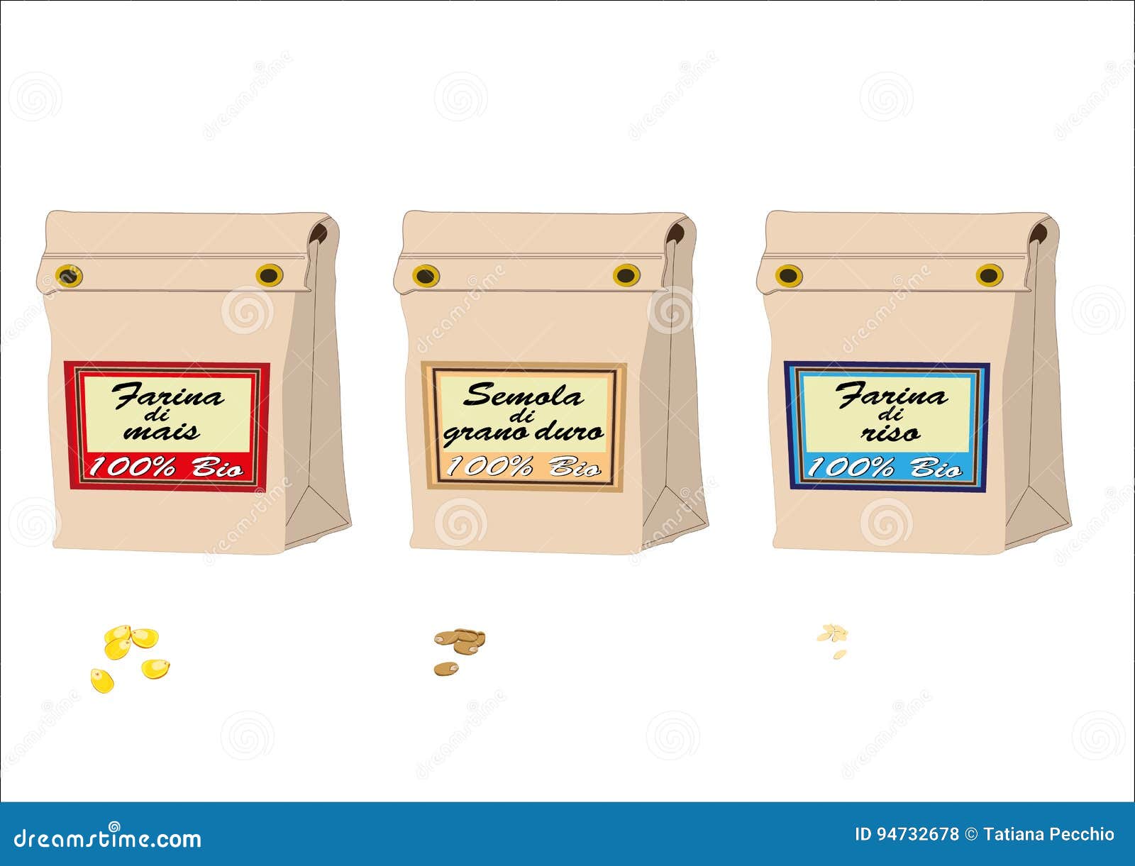 Download Flour Bags, Hard Wheat, Corn And Rice Stock Illustration ...