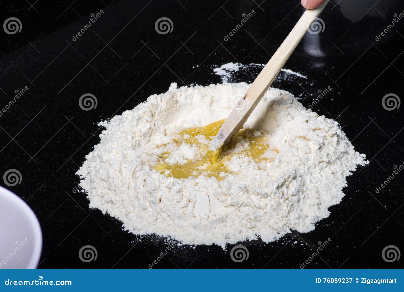 Flour Being Formed into Pasta Stock Image Image of pastas, eggs 76089237