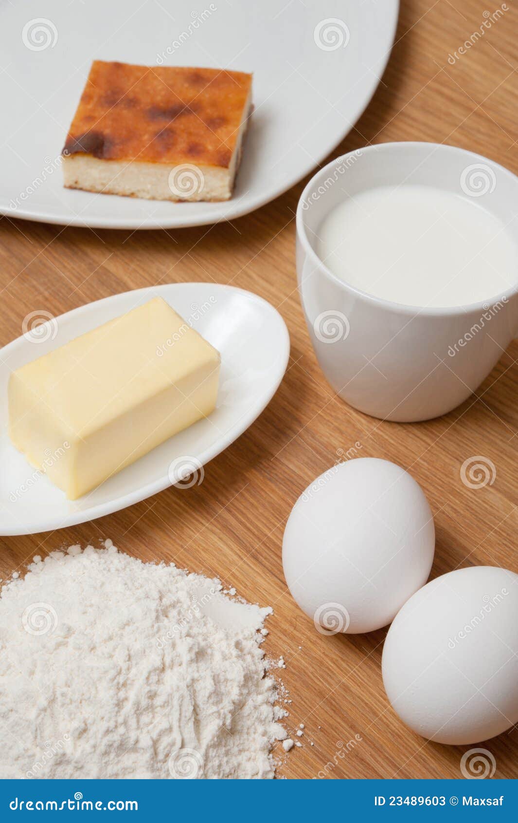 Flour with Butter, Milk and Eggs Stock Image Image of flour, tasty