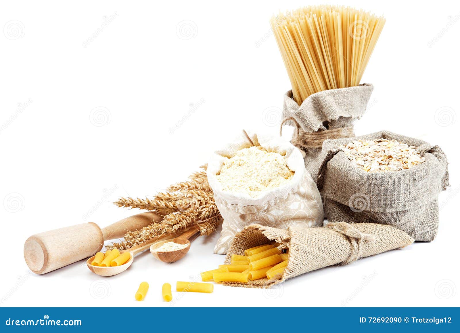 Download Flour Cereals Pasta In A Canvas Bag And Ear Stock Photo Image Of Menu Background 72692090 Yellowimages Mockups