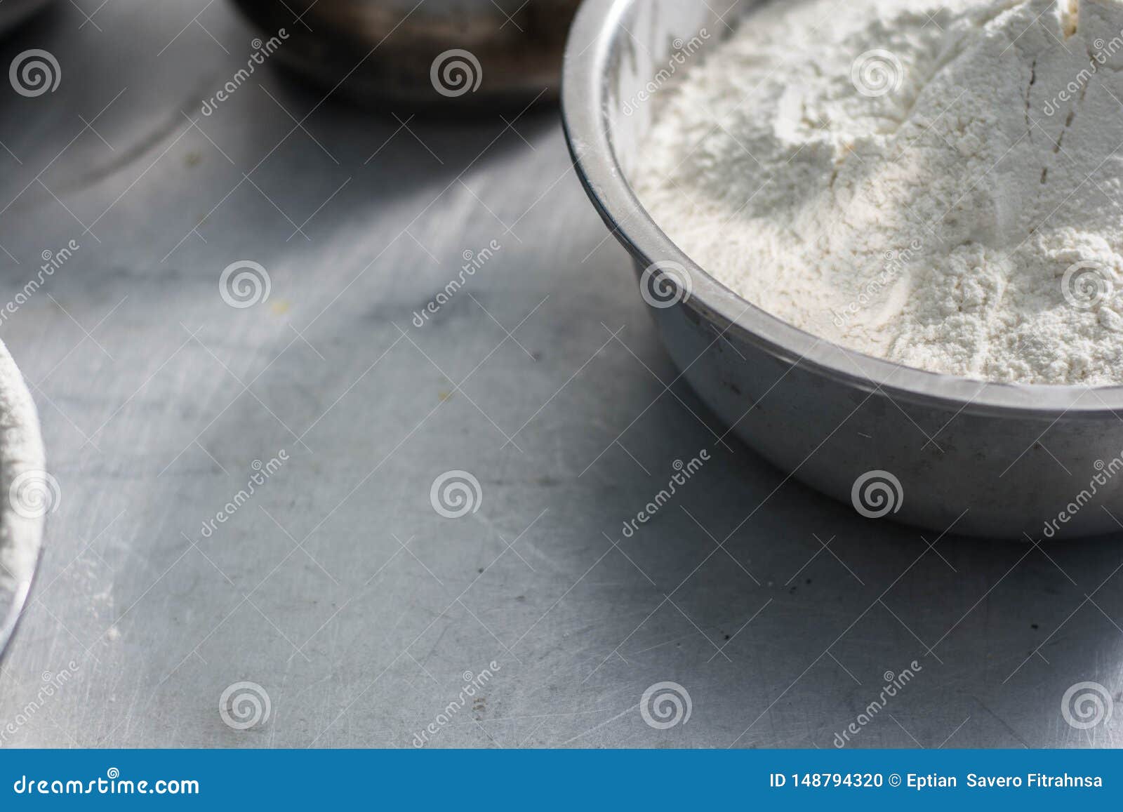 Flour and Bread Batter Inside Steel Bowl Stock Photo Image of making