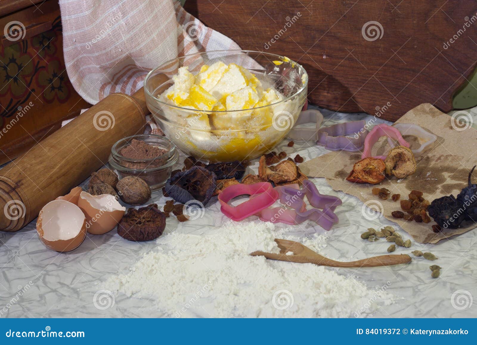 Flour and Dried Fruits for Baking Cookies Stock Photo Image of craft