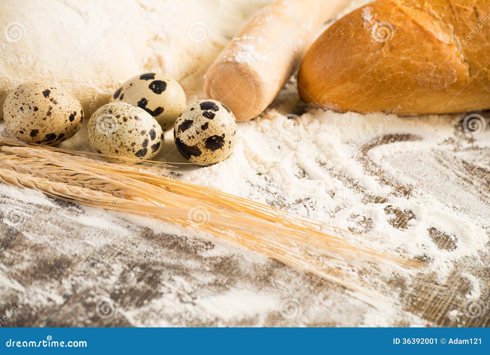 Flour, Eggs, White Bread, Wheat Ears Stock Image Image of bake, crust