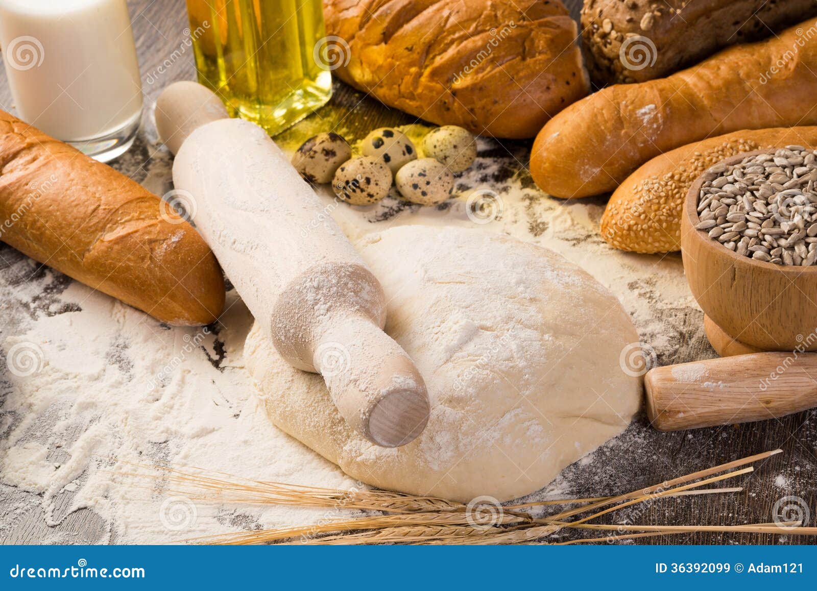 Flour, Eggs, White Bread, Wheat Ears Stock Image Image of fresh, food
