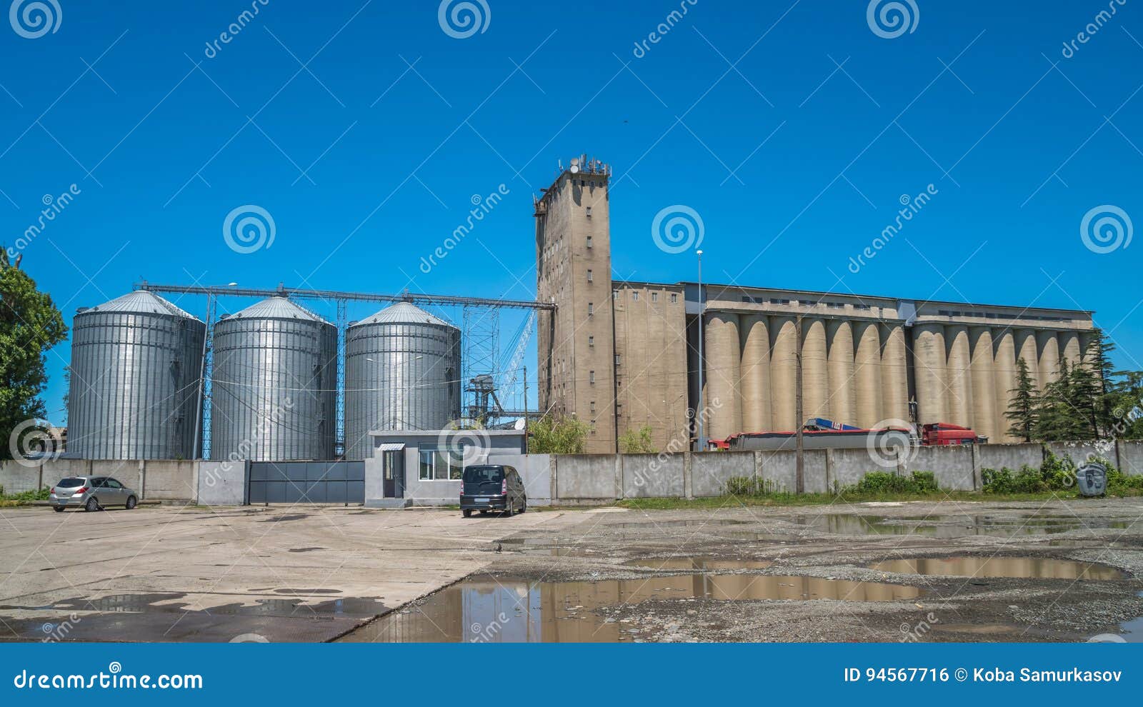 Flour Mill Grain Elevators and Railroad Tracks Poti, Stock Photo Image of