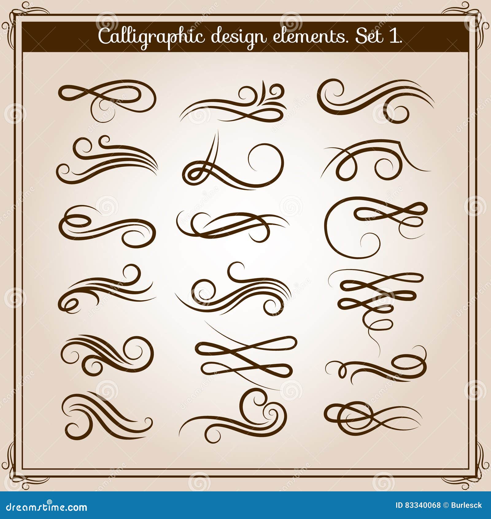 flourish ornament embellishments set.  calligraphic flourishes s in retro style