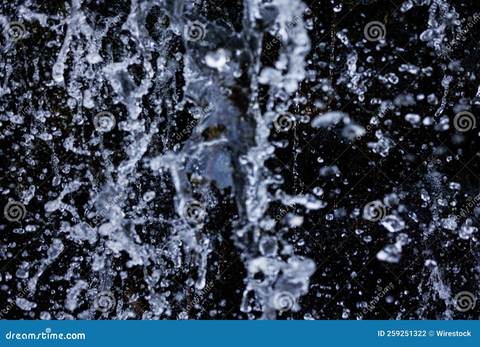 Flow of Clean Water in the Waterfall, Closeup, Background Stock Photo