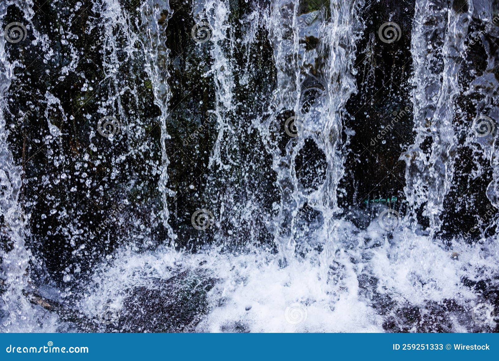 Flow of Clean Water in the Waterfall, Closeup, Background Stock Image