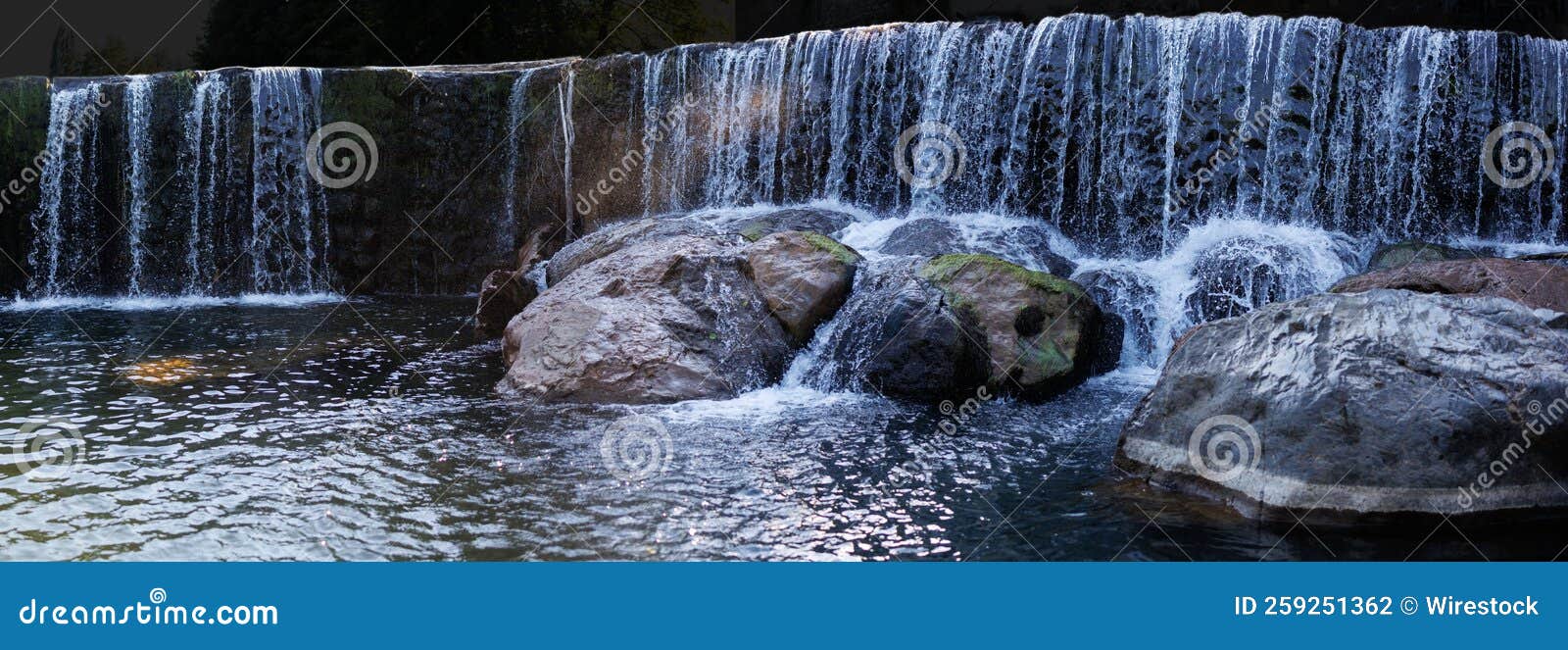 Flow of Clean Water in the Waterfall, Panorama Stock Photo Image of