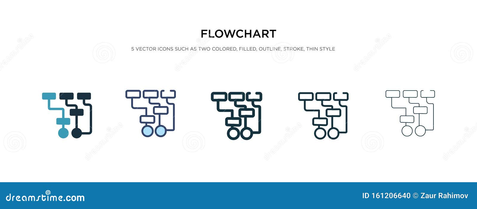 Flowchart Icon in Different Style Vector Illustration. Two Colored and ...