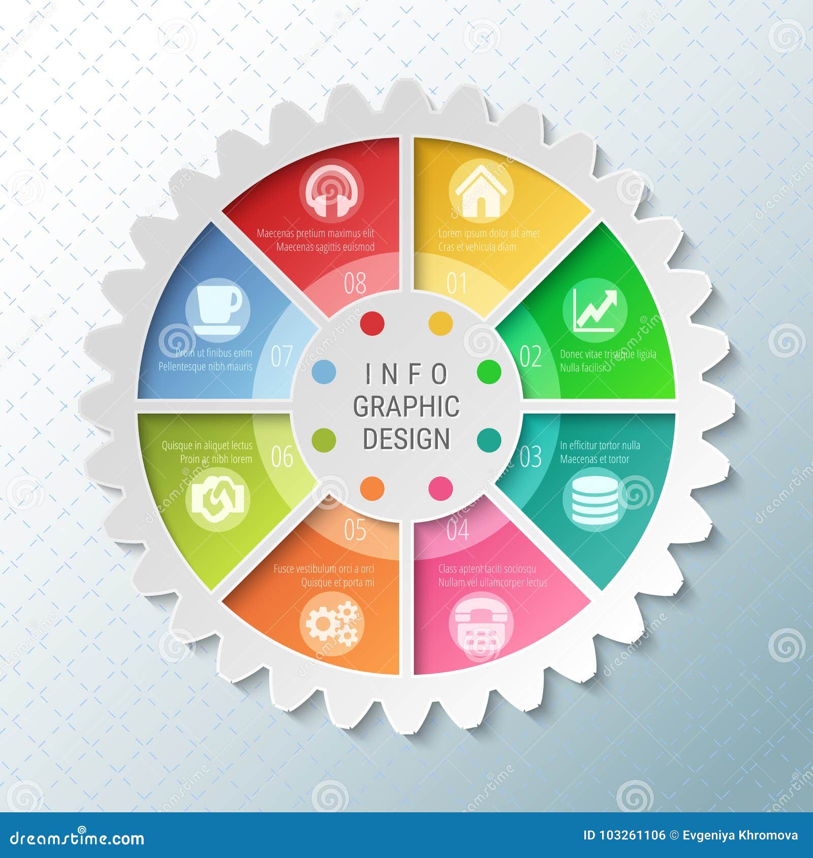 Gear Wheel Pie Chart with 8 Spokes Stock Vector Illustration of data