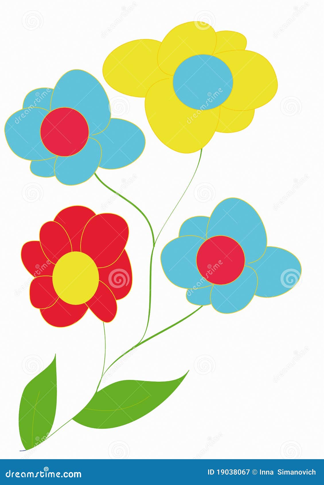 Flower stock vector. Illustration of stem, leaf, flowers - 19038067