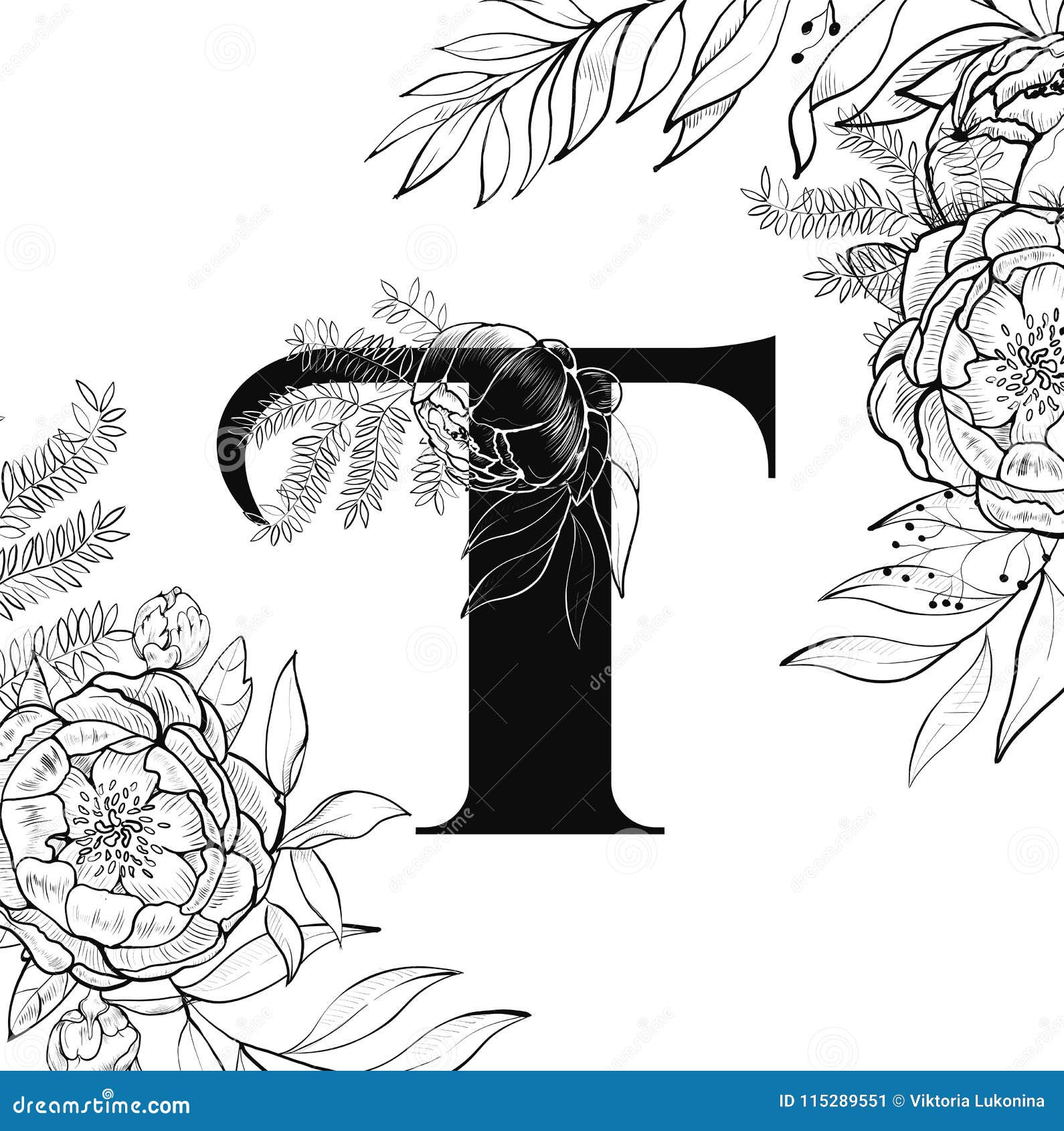 Flower Alphabet Letter T Pattern Stock Vector Illustration Of Font Paper