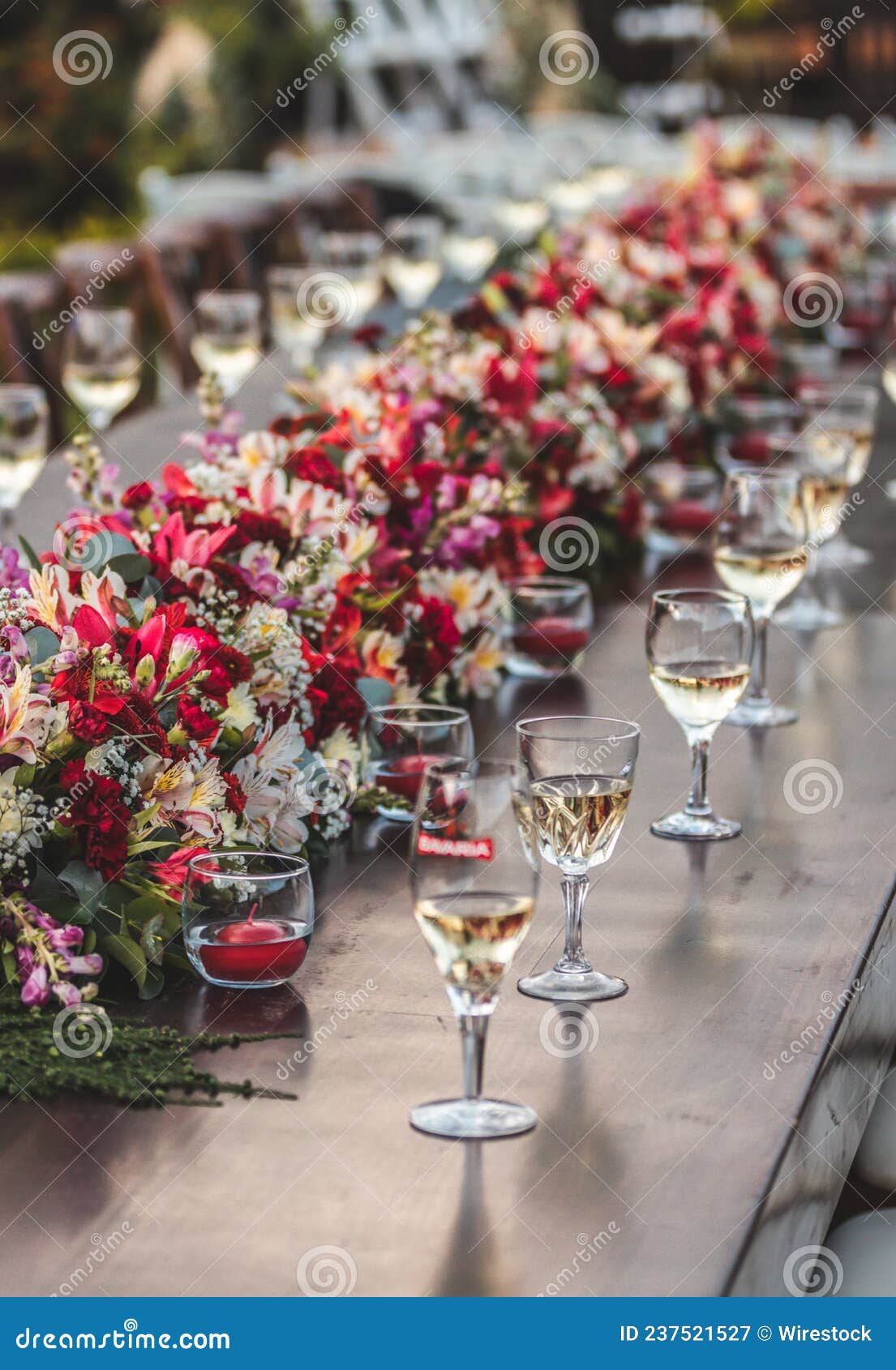 flower arrangement and glassware