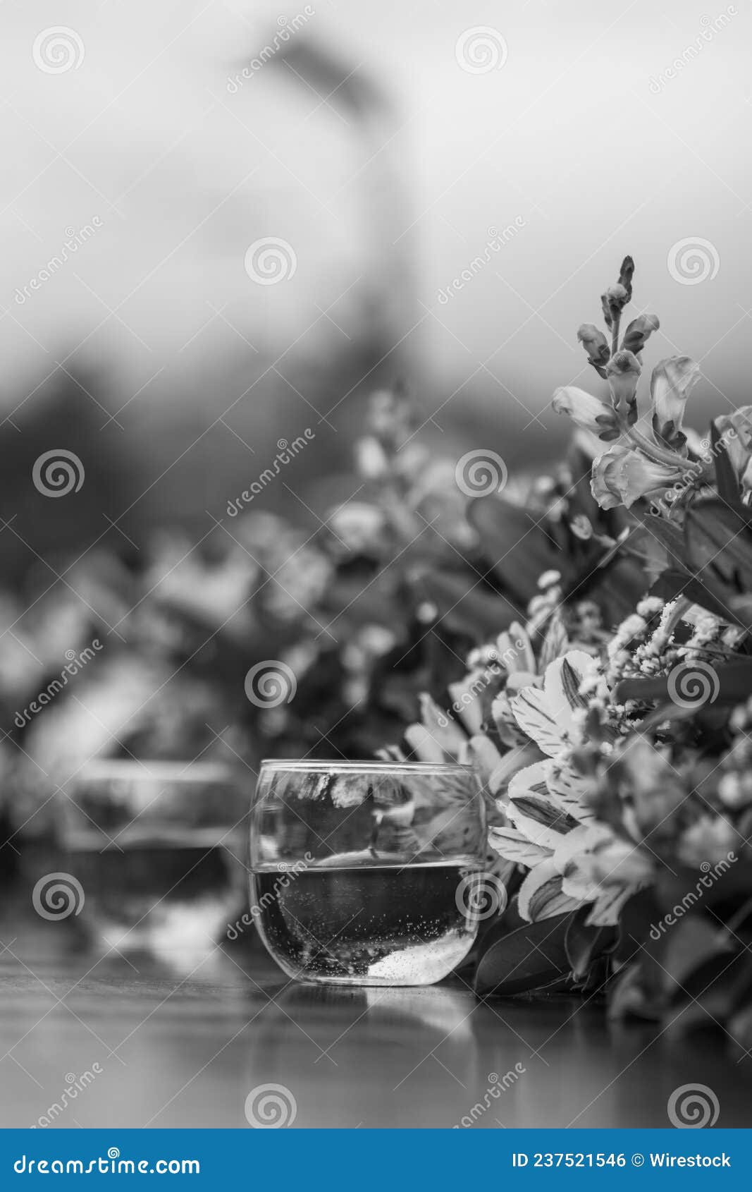 flower arrangement and glassware