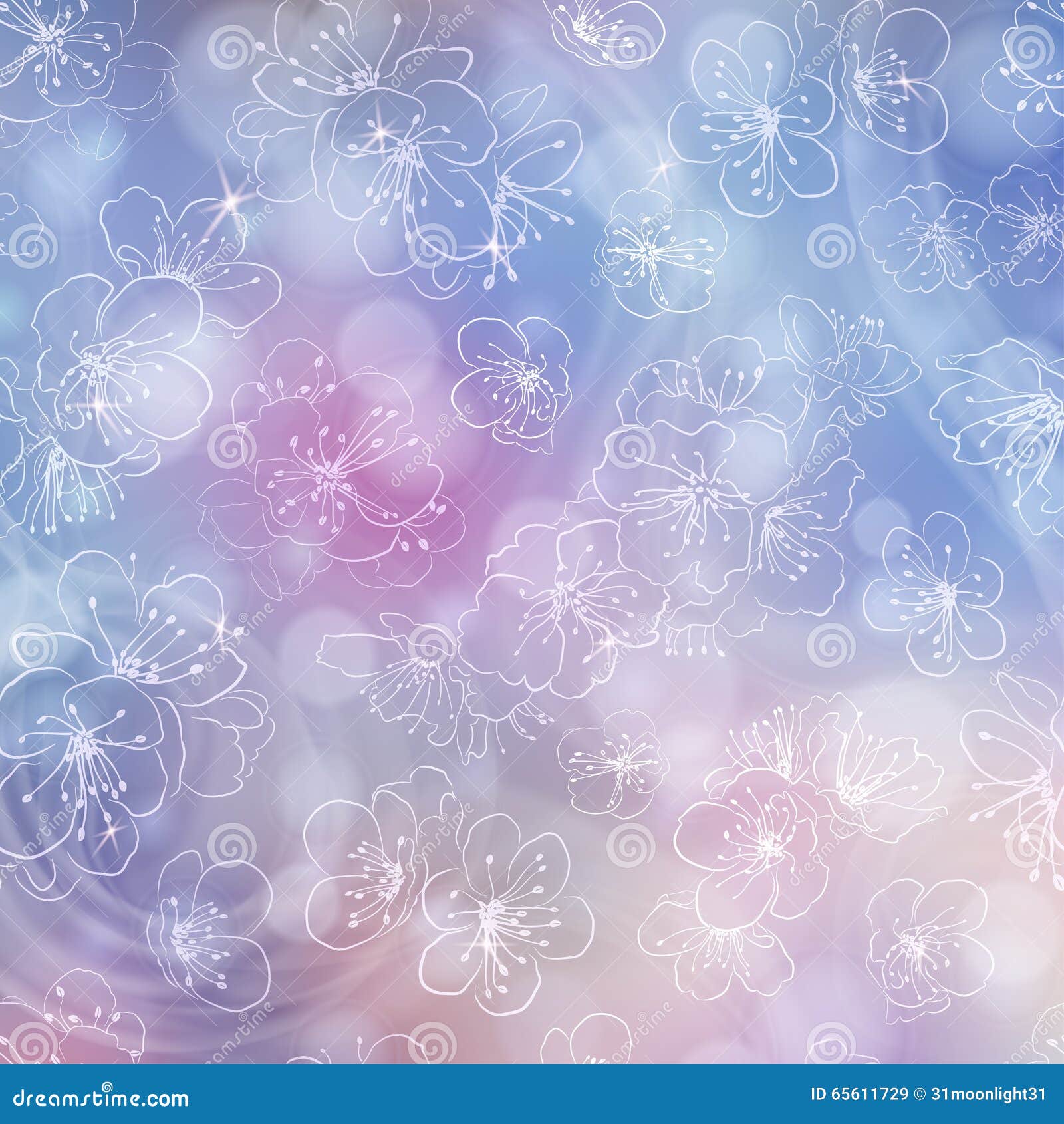 Flower Background in Light Blue Colors Stock Vector Illustration of branch, flowers 65611729