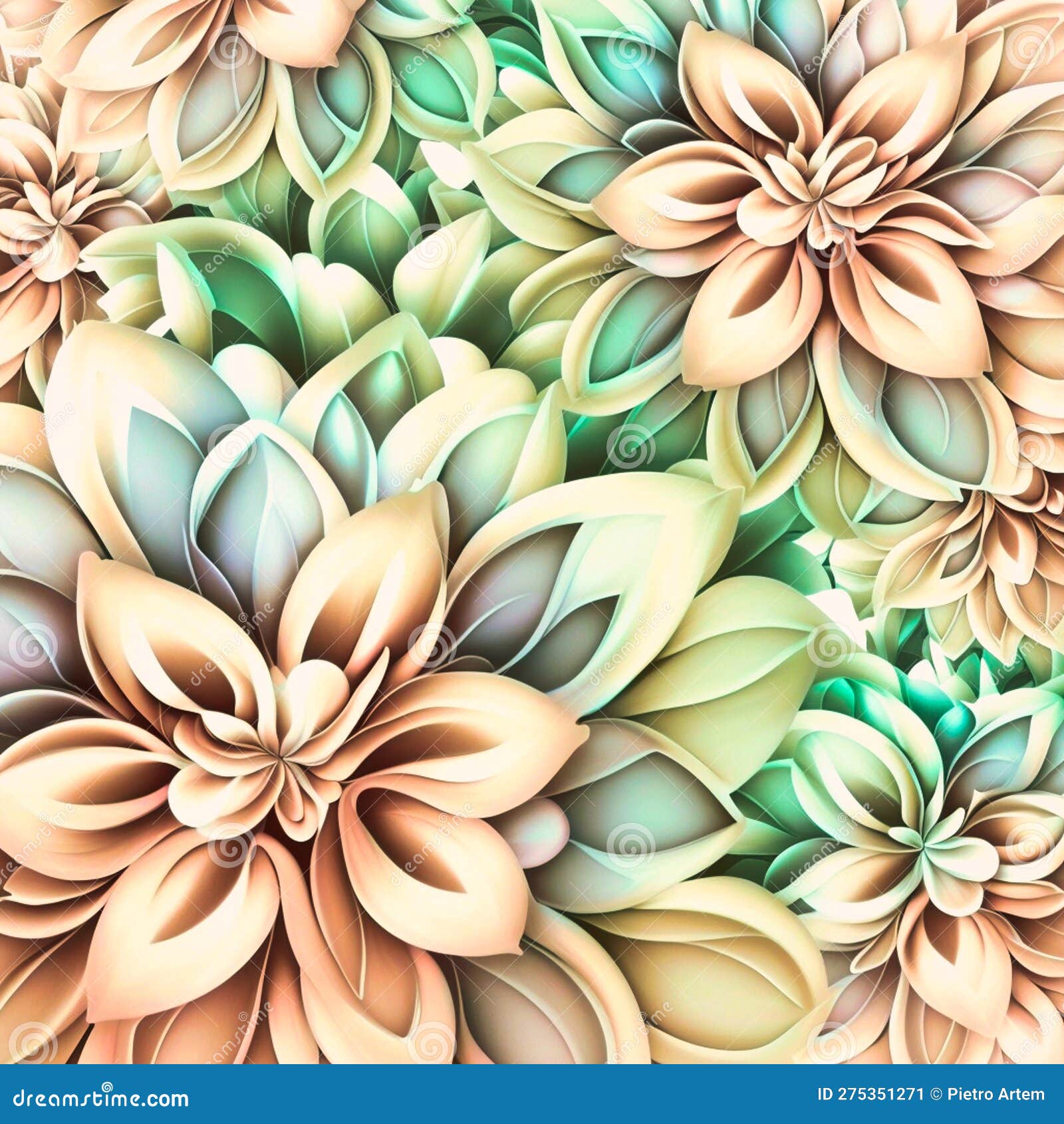 Flower Background Pastel Floral Pattern Top View. Generative AI Stock