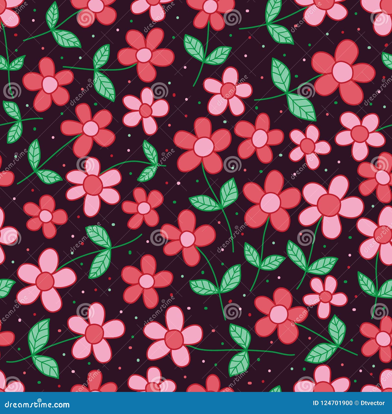 Flower Batik Pink Red Green Dark Seamless Pattern Stock Vector ...