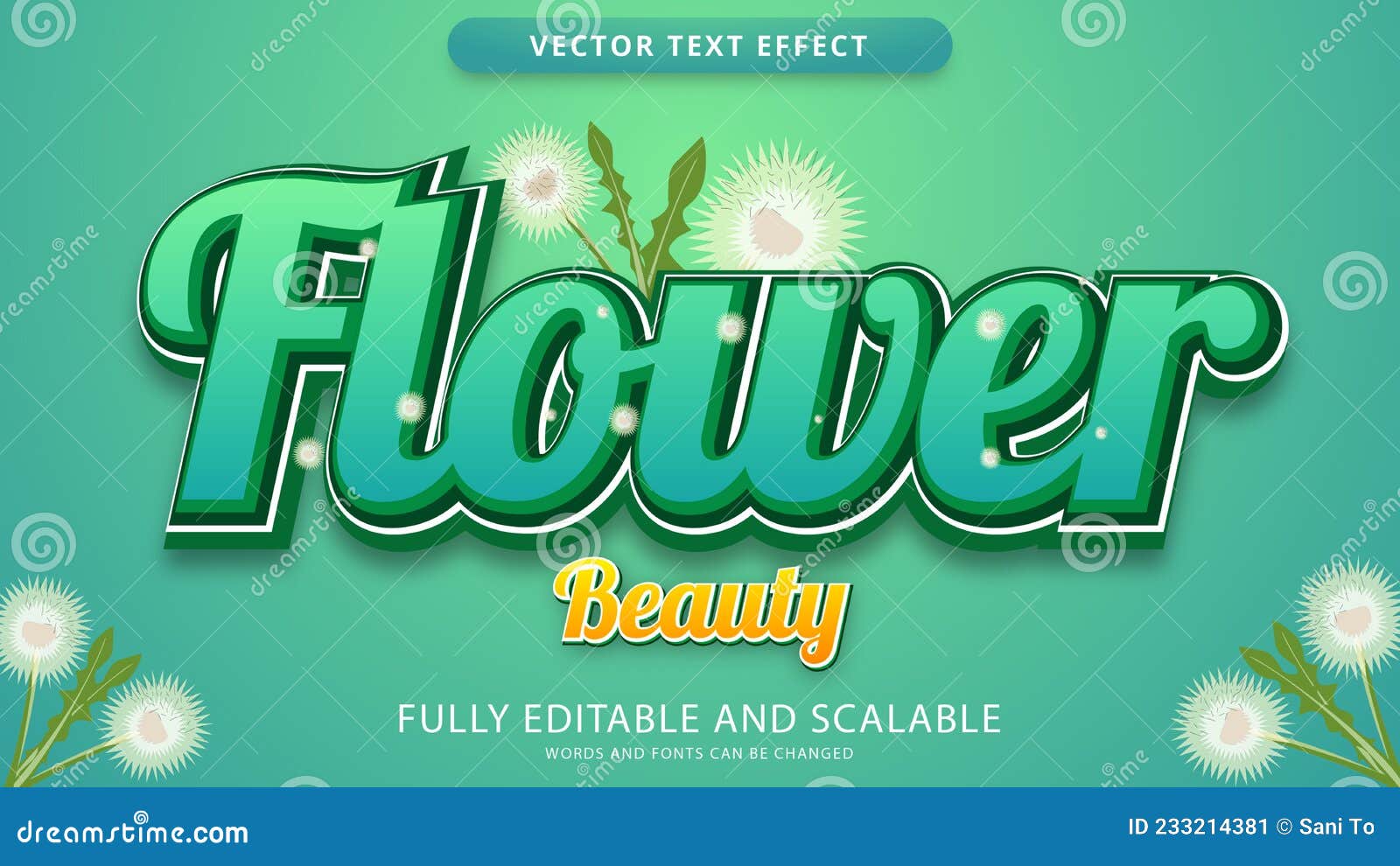Flower Beautiful Text Effect Editable Eps File Stock Vector Illustration of gift, edited
