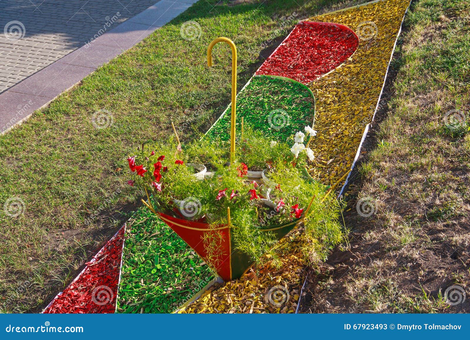 Flower Bed in the Form of an Umbrella Stock Image Image of