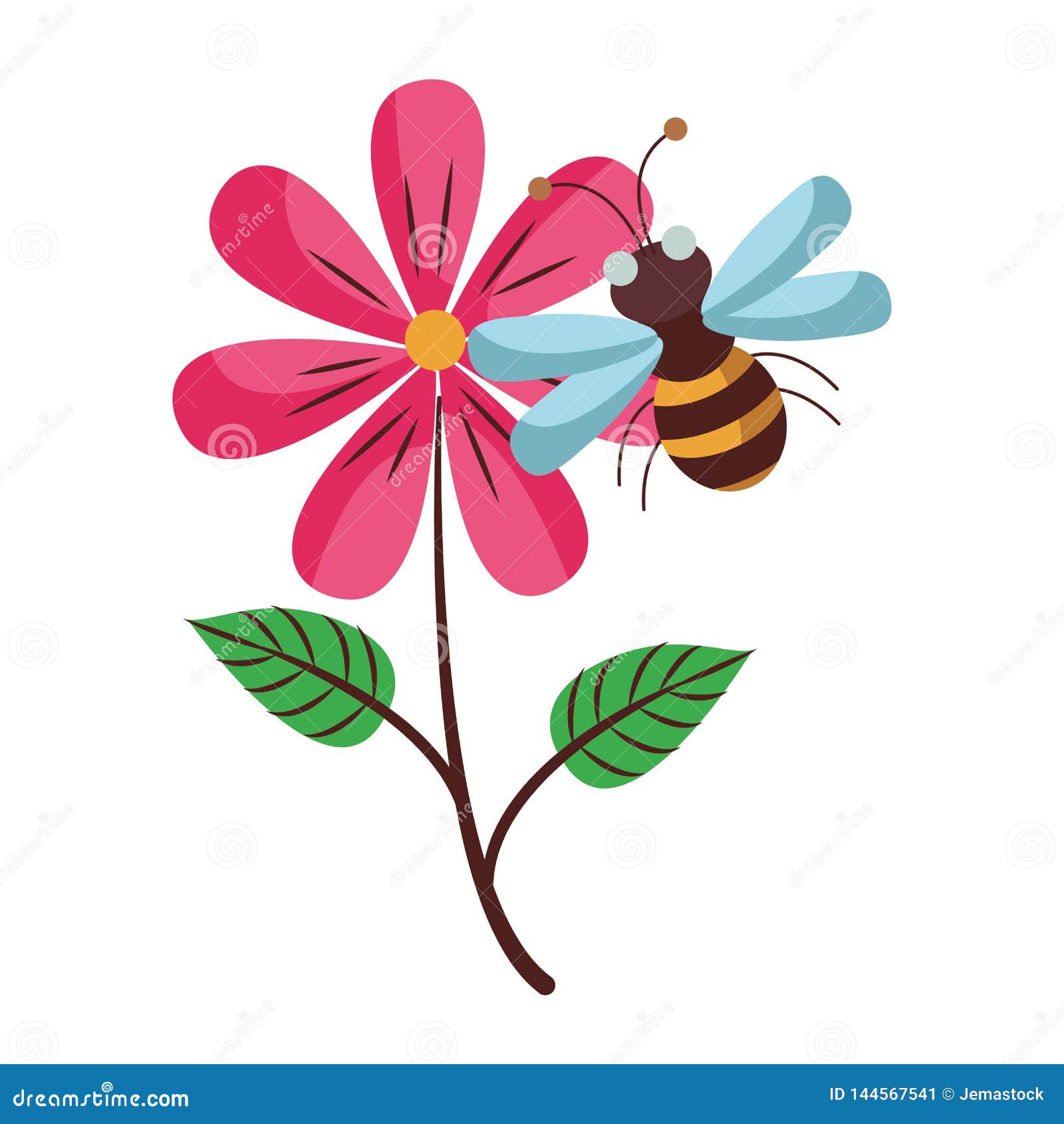Flower and bee cartoon stock vector. Illustration of animal 144567541
